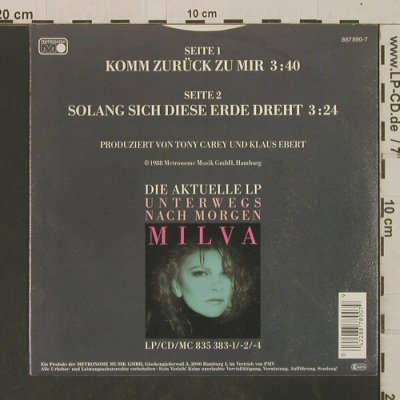 Milva: Komm zurück zu mir, Metronome(887 890-7), D, 1988 - 7inch - T3304 - 2,50 Euro