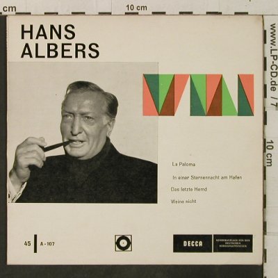 Albers,Hans: La Paloma, green-orange cover, Decca, DSC(A-107), D,  - EP - T3369 - 3,00 Euro
