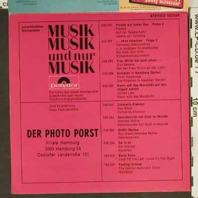 V.A.Musik, Musik und nur Musik: Hörproben: Freddy,J.Last,R.Black ua, Polydor-Gimmick-Cover(102 554), D, 1969 - 7"gx - T3374 - 3,00 Euro