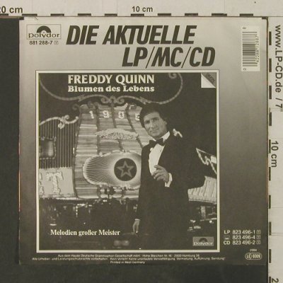 Freddy Quinn: Blumen des Lebens, Polydor (881 288-7), D, 1984 Typ: 7" Best.-Nr.: T3676 Preis: 2,50 Euro