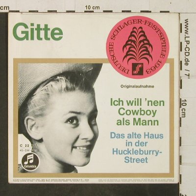 Gitte: Ich will'nen Cowboy als Mann, Columbia,OnlyCover(C 22 417), D, 1963 - Cover - T3952 - 2,00 Euro