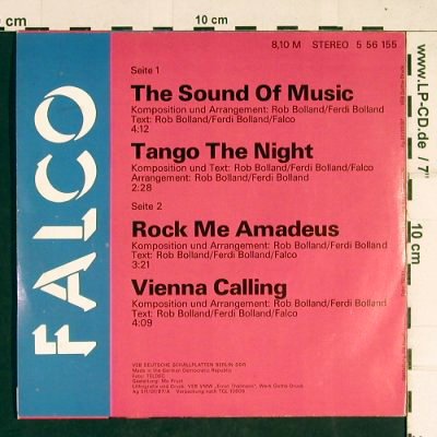 Falco: The Sound of Musik, Amiga (5 56 155), D, 1987 Typ: EP Best.-Nr.: T428 Preis: 3,00 Euro