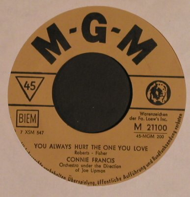 Francis,Connie: My Happiness/You Always hurt...LC, MGM (M 21100), D Typ: 7" Best.-Nr.: T4423 Preis: 3,00 Euro