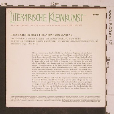 Wieder,Hanne: Die Harfenjule, vg+/vg+, D.Gr.Kleinkunst(EPLS 34 034), D, 1961 - EP - T4460 - 3,00 Euro