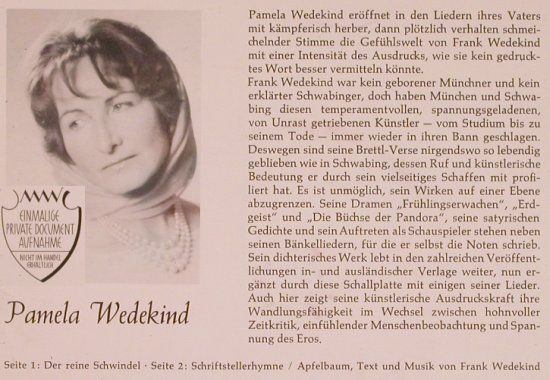 Wedekind,Pamela: Schwabinger Kleinkunst Kostbarkeit., Private Dokumentaufn.(), D,  - EP - T4635 - 5,00 Euro