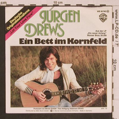 Drews,Jürgen: Ein Bett im Kornfeld, WB (WB 16 740), D, 1976 Typ: 7" Best.-Nr.: T4657 Preis: 3,00 Euro