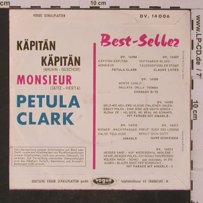 Clark,Petula: Käpitän Käpitän, vg-/m-, Vogue(DV.14006), D,  - 7inch - T4819 - 2,00 Euro