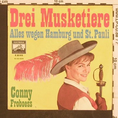 Conny (Froboess): Drei Musketiere/Alles wegen Hamburg, Electrola(E 22 513), D, m-/vg+,  - 7inch - T4945 - 3,00 Euro