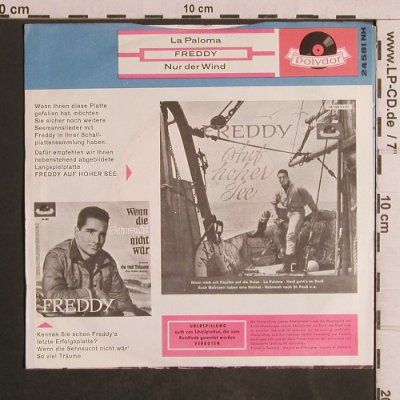 Freddy: La Paloma / Nur der Wind, Polydor(24 581 NH), D, 1961 - 7inch - T5060 - 4,00 Euro