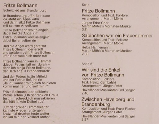 V.A.Gruß aus Brandenburg: Martin Mohle..Havelländer Musikante, Amiga(5 56 137), DDR, 1986 - EP - T5071 - 3,00 Euro