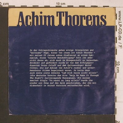 Thorens,Achim: Du warst zu lang' allein, m-/vg+, Hansa(16 200 AT), D, 1975 - 7inch - T5124 - 3,00 Euro