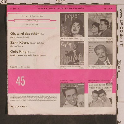 Gaby King: Oh, wird das schön / Zehn Küsse, Ariola (35 619 A), D, vg+/vg+ Typ: 7" Best.-Nr.: T5448 Preis: 3,00 Euro