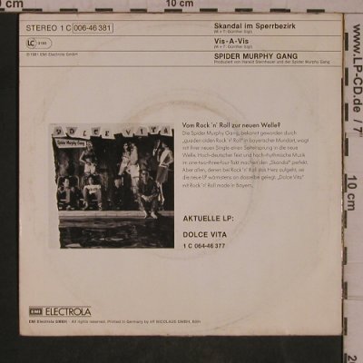 Spider Murphy Gang: Skandal Im Sperrbezirk, m-/vg+, Electrola(006-46381), D, 1981 - 7inch - T5476 - 2,50 Euro