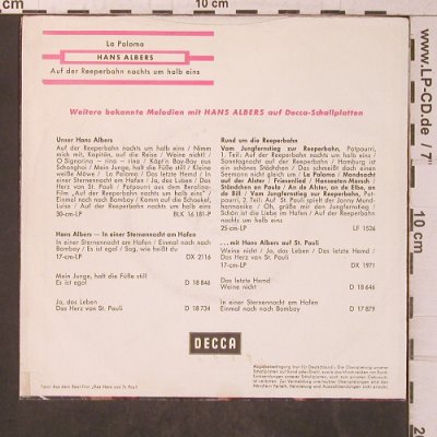 Albers,Hans: La Paloma - Nur Hülle, Decca(D 17 500), D,  - COVER - T5717 - 2,50 Euro