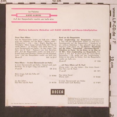 Albers,Hans: La Paloma - Nur Hülle, Decca (D 17 500), D Typ: COVER Best.-Nr.: T5717 Preis: 2,50 Euro