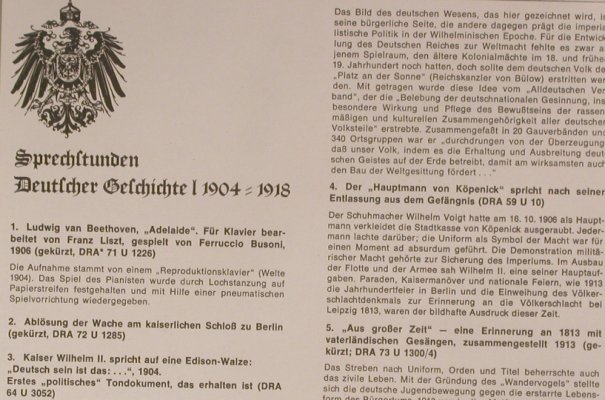 V.A.Sprechstunden Deut. Geschichte: 1-1904-1918, Foc (Dokum. in german), Teldec/Endopharm (TST 78 111), D, 33 rpm, 1974 Typ: 7" Best.-Nr.: S7865 Preis: 3,00 Euro