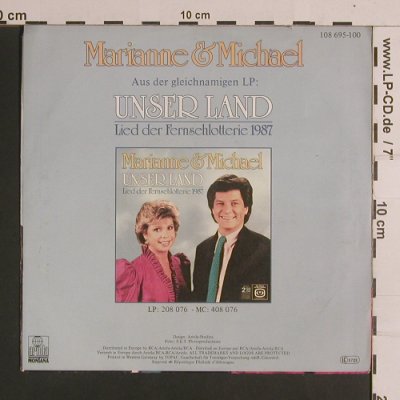 Marianne & Michael: Unser Land, Fernsehlotterie 1987, Ariola / Montana (108 695-100), D, 1986 Typ: 7" Best.-Nr.: S8359 Preis: 2,50 Euro