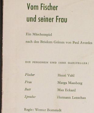 Vom Fischer und seiner Frau: Ein Märchen..Gebr.Grimm, vg+/vg+, Bertelsmann (56 148), D Typ: 7" Best.-Nr.: S8499 Preis: 2,50 Euro