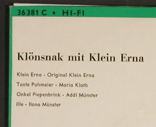 Klein Erna aus Hamburg: Klönschnak mit, Ariola (36 381 C), D Typ: 7" Best.-Nr.: S8559 Preis: 3,00 Euro