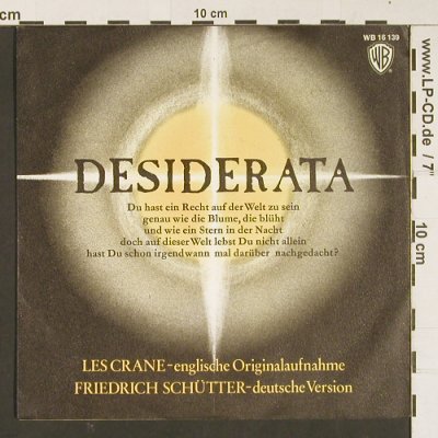 Les Crane / Friedrich Schütter: Desiderata, engl/deut. vers., WB(WB 16 139), D, 1971 - 7inch - S8851 - 3,00 Euro