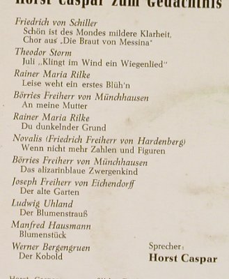 Caspar,Horst: Zum Gedächnis, Wort und Simme, Telefunken (TSF 13 010), D, m-/vg+ Typ: EP Best.-Nr.: S8882 Preis: 3,00 Euro