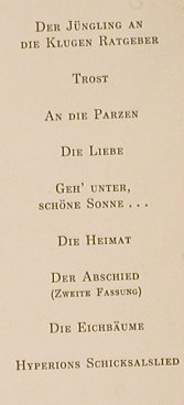 Quadflieg: spricht Hölderlin, Gedichte, D.Gr. (34 041), D Typ: EP Best.-Nr.: T112 Preis: 3,00 Euro
