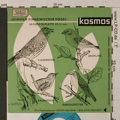 Stimmen einheimischer Vögel: Nachtigall...Gartenspötter,+Katalog, Kosmos(75-0952.5), D,Mono, 1968 - 7inch - T1148 - 3,00 Euro
