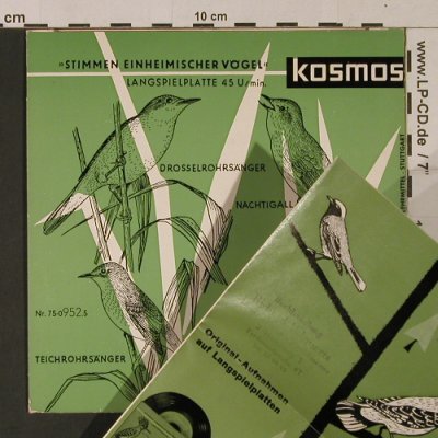 Stimmen einheimischer Vögel: Nachtigall...Gartenspötter,+Katalog, Kosmos (75-0952.5), D,Mono, 1968 Typ: 7" Best.-Nr.: T1148 Preis: 3,00 Euro