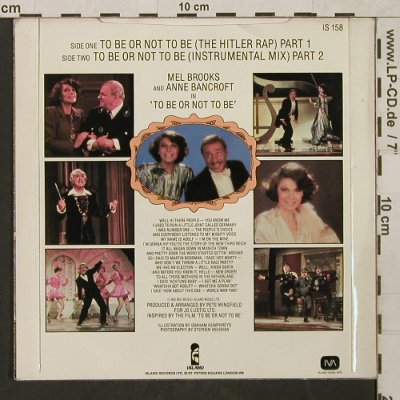 To Be or Not to Be: The Hitler Rap pt1&2, by Mel Brooks, Island(IS 158), UK,  - 7inch - T1505 - 2,50 Euro