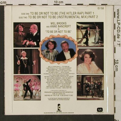 To Be or Not to Be: The Hitler Rap pt1&2, by Mel Brooks, Island (IS 158), UK Typ: 7" Best.-Nr.: T1505 Preis: 2,50 Euro