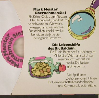 Mark Meister übernehmen Sie!: von u. mit Dietrich Kittner, Foc, Pläne (TST 77 225), D Typ: 7" Best.-Nr.: T1826 Preis: 7,50 Euro