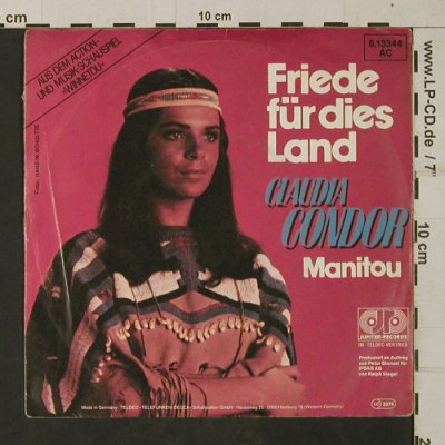 Condor,Claudia: Friede für dies Land, vg+/vg+, Jupiter (6.13344 AC), D, 1981 Typ: 7" Best.-Nr.: T1941 Preis: 2,00 Euro
