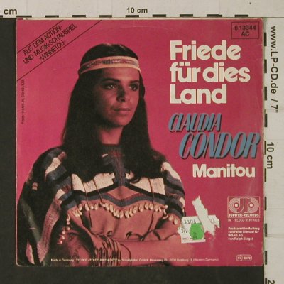 Condor,Claudia: Friede für dies Land, vg+/vg+, Jupiter (6.13344 AC), D, 1981 Typ: 7" Best.-Nr.: T1941 Preis: 2,00 Euro