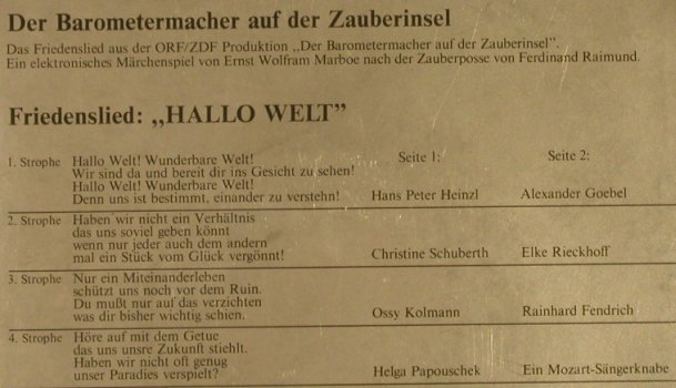 Friedenslied vom ORF und ZDF: Hallo Welt, SimSala.(119 460), A,  - 7inch - T196 - 2,00 Euro