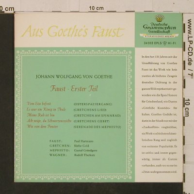 Faust: Erster Teil-P.Hartmann,Käthe Gold.., D.Gr. (34002), D, 1961 Typ: EP Best.-Nr.: T2545 Preis: 4,00 Euro