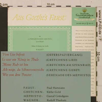 Faust: Erster Teil-P.Hartmann,Käthe Gold.., D.Gr. (34002), D, 1961 Typ: EP Best.-Nr.: T2545 Preis: 4,00 Euro
