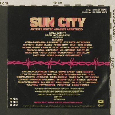 Sun City Artists Un. Against Aparth: Sun City / Not So Far Away, Manhattan (20 0927 7), D, 1985 Typ: 7" Best.-Nr.: T2786 Preis: 2,00 Euro
