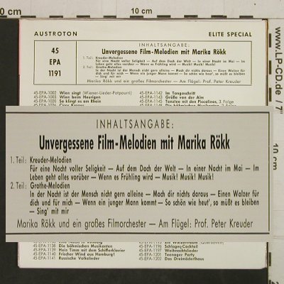 Rökk,Marika: Unvergessene Film-Melodien, Austroton (45-EPA-1191), D,m-/vg+ Typ: EP Best.-Nr.: T2931 Preis: 4,00 Euro