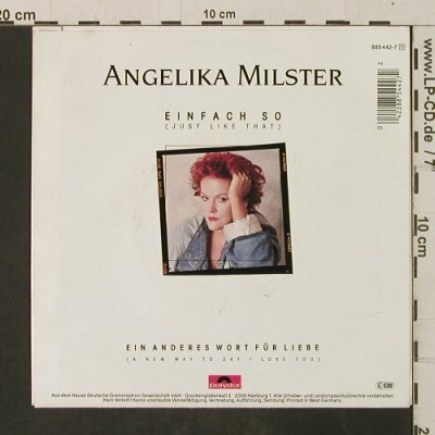 Milster,Angelika: Einfach so/Ein and. Wort für Liebe, Polydor (885 442-7), D, 1986 Typ: 7" Best.-Nr.: T3009 Preis: 3,00 Euro
