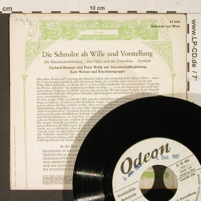 Die Schnulze als Wille+Vorstellung: Kabarett aus Wien(Bronner,Wehle.., Odeon,vg+/m- (O 41 446), D,Muster, 1961 Typ: EP Best.-Nr.: T419 Preis: 3,00 Euro