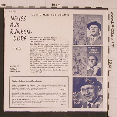 Lommel,Ludwig Manfred: Neues aus Runxendorf,1.Folge, Aufstieg-Verlag (AHP 3645), D Typ: EP Best.-Nr.: T4443 Preis: 4,00 Euro