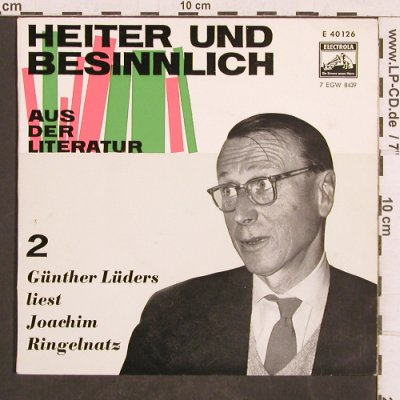 Lüders,Günther: liest Joachim Ringelnatz-Nr.2, Electrola (E 40 126), D Typ: EP Best.-Nr.: T4907 Preis: 3,00 Euro