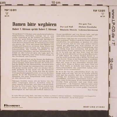 Odeman,R.T. spricht R.T.Odeman: Damen bitte weghören, vg+/m-, Telefunken (TSF 13 011), D Typ: EP Best.-Nr.: T5403 Preis: 3,00 Euro