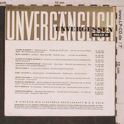 Moser,Hans: Unvergänglich 1,  Folge 81, Columbia(C 40 934), D, 1958 - 7inch - T5405 - 3,00 Euro