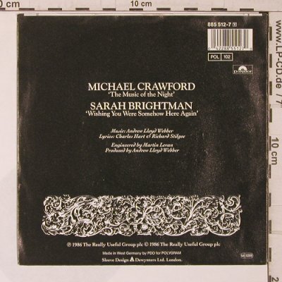 Phantom of the Opera: Crawford,Michael/Sara Brightman, Polydor (885 512-7), D, 1987 Typ: 7" Best.-Nr.: T5558 Preis: 5,00 Euro