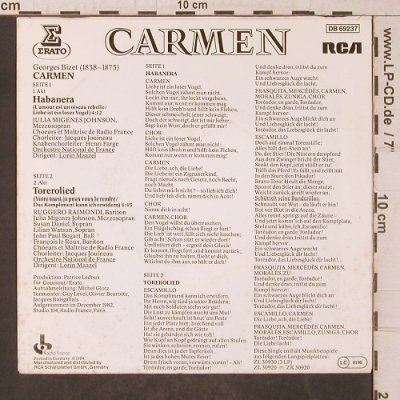 Carmen: Carmen,Julia Migenes, m-/vg+, RCA Erato (DB 69237), D,Promo Typ: 7" Best.-Nr.: T5608 Preis: 4,00 Euro
