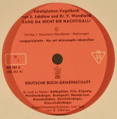 Sang da nicht die Nachtigall?: 2 Flexis, 33 rpm, no Cover, Dt. Buch-G (092 583/4), D Typ: 7" Best.-Nr.: T719 Preis: 2,50 Euro