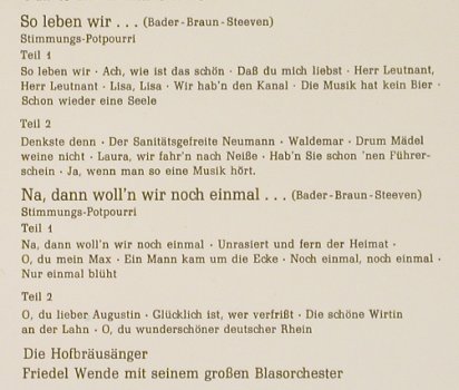 Wende,Friedel - Hofbräusänger: So leben wir..., Tip(63-1023), D,  - EP - S9703 - 3,00 Euro