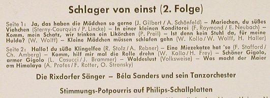 Sanders,Bela - Rixdorfer Sänger: Schlager von einst (2.Folge), Philips(423 409 PE), D, 1962 - EP - S9706 - 4,00 Euro