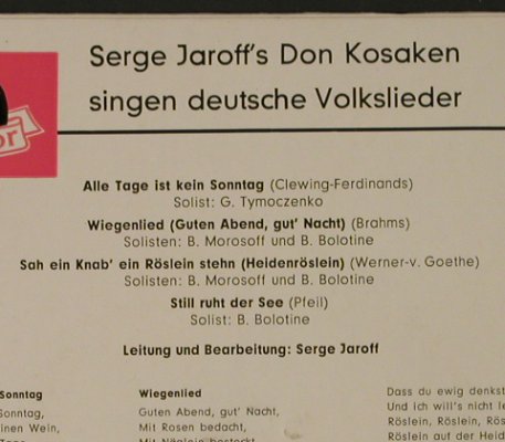 Don Kosaken Chor Serge Jaroff: Deutsche Volkslieder, Polydor(21 056 EPH), D, 1960 - EP - T2602 - 3,00 Euro